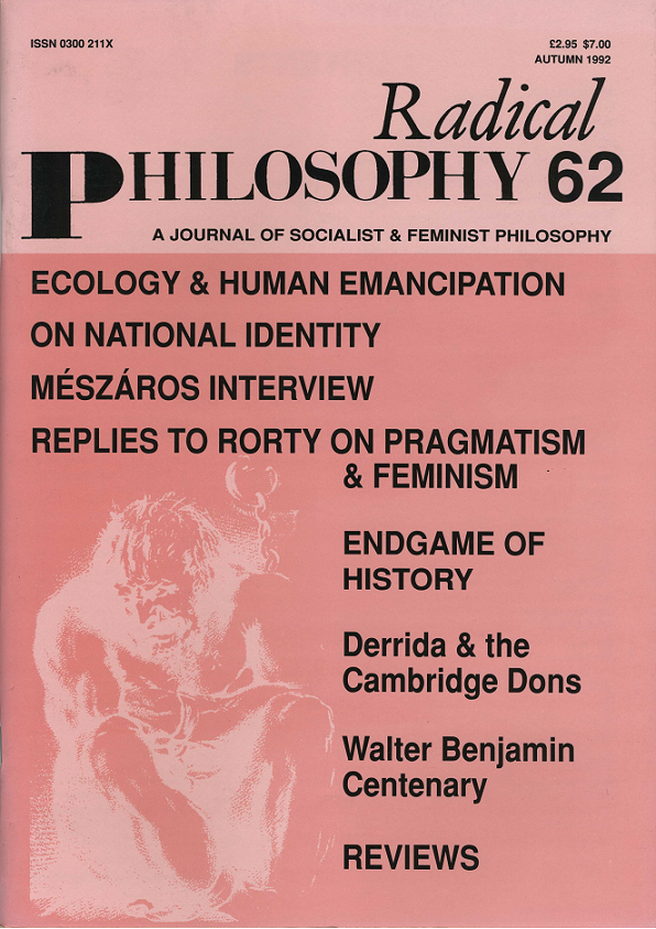 Radical Philosophy 062 jacket