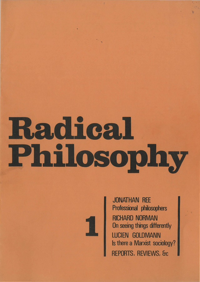Radical Philosophy 001 jacket