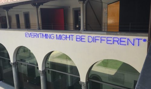Sign reading "Everything might be different*"