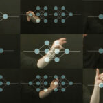 Grid of nine hands making abstract gestures overlayed by node diagrams